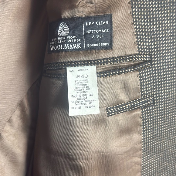 Men’s Brown and Black Wool Laine Suit Jacket Blazer Size 42L - Picture 7 of 10